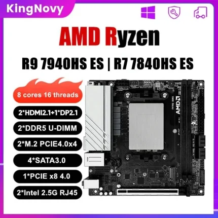 Kingnovy N17 AMD Motherboard NAS PC BOARD Ryzen 9 7940HS ES 7840HS ES Gamer ITX Mainboard 2xNVMe 4xSATA PCIEx8 2xDDR5 2x2.5G LAN