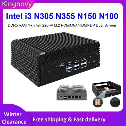 Intel i3 N305 Solid Firewall Computer N355 N150 N100 DDR5 4xi226-V 2.5G computer LAN Fanless Mini PC Proxmox ESXi Host Server