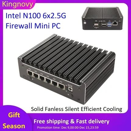 Intel N100 Fanless Mini PC 7505 6x i226-V 2.5G Solid Firewall Router DDR4 NVMe 1*COM Type-C Mini Computer pfSense OPNsense ESXi